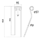 DENT FANEUR DROITE PZ340 VICON 41436 FRANSGARD ANDAINEUR ADAPTABLE LONG.414 LARG.95 DIAM SPIRE.57 FIL.9