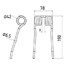 DENT DE PRESSE 9862900 CLAAS BAUTZ PICK UP ADAPTABLE LONG.190 LARG.78 DIAM SPIRE.42 FIL.6,5