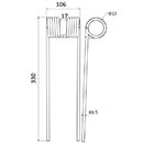 DENT FANEUR 411008829 LELY ANDAINEUR ADAPTABLE LONG.330 DIAM SPIRE.57 FIL.6,5