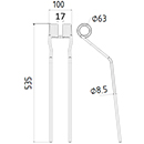 DENT FANEUR ANDAINEUR 2690420 KRONE ADAPTABLE LONG.535 LARG.100 DIAM SPIRE.63 FIL.8,5