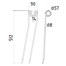 DENT FANEUR ANDAINEUR 436023 POTTINGER ADAPTABLE LONG.512 LARG.90 DIAM SPIRE.57 FIL.8