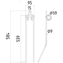 DENT FANEUR 16600420 DEUTZ FAHR VICON PZ356 ZWEEGERS PEZET ANDAINEUR ADAPTABLE LONG.584 LARG.95 DIAM SPIRE.59 FIL.9