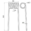 DENT DE PRESSE PROMYL PICK UP ADAPTABLE GW048NM LONG.222 LARG.83 DIAM SPIRE.47 FIL.6
