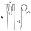 DENT DE PRESSE 06725571 CASE IH PICK UP ADAPTABLE LONG.197 LARG.65 DIAM SPIRE.48 FIL.5