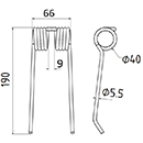 DENT DE PRESSE 9182390 CLAAS BAUTZ PICK UP ADAPTABLE LONG.190 LARG.66 DIAM SPIRE.40 FIL.5,5