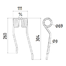 DENT FANEUR GAUCHE 511042 FARENDLOSE ANDAINEUR ADAPTABLE LONG.260 LARG.111 DIAM SPIRE.69 FIL.9