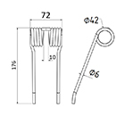 DENT DE PRESSE 270088761 KRONE ADAPTABLE PICK UP LONG.176 LARG.72 DIAM SPIRE.42 FIL.6