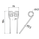 DENT DE PRESSE 84426365 NEW HOLLAND PICK UP ADAPTABLE LONG.184 LARG.79 DIAM SPIRE.43 FIL.5,5