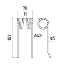 DENT DE PRESSE 700714826 HESSTON PICK UP ADAPTABLE LONG.181 LARG.70 DIAM SPIRE.48 FIL.5