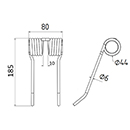 DENT DE PRESSE 84467073 NEW HOLLAND PICK UP ADAPTABLE LONG.185 LARG.80 DIAM SPIRE.44 FIL.6