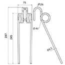 DENT FANEUR 06227750 M 1157 DEUTZ FAHR ANDAINEUR ADAPTABLE LONG.287 LARG.75 DIAM SPIRE.45 FIL.6,5
