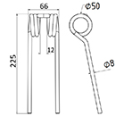 DENT DE PRESSE PDS DT8 57 DROUET SYSTEME PICK UP ADAPTABLE LONG.225 LARG.66 DIAM SPIRE.50 FIL.8