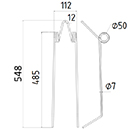 DENT DE HERSE ETRILLE FIL 7MM EXPOM ADAPTABLE LONG.548 LARG.112 DIAM SPIRE.50 FIL.7