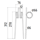 DENT FANEUR 80201010001 WENDERZINKEN ANDAINEUR ADAPTABLE LONG.312 LARG.76 DIAM SPIRE.66 FIL.6
