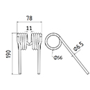 DENT DE PRESSE 200599000 KRONE ADAPTABLE PICK UP LONG.190 LARG.78 DIAM SPIRE.56 FIL.6,5