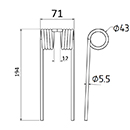 DENT DE PRESSE CC128802 JOHN DEERE PICK UP ADAPTABLE LONG.194 LARG.71 DIAM SPIRE.43 FIL.5,5