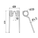 DENT DE PRESSE E 54745 JOHN DEERE PICK UP ADAPTABLE LONG.159 LARG.69 DIAM SPIRE.39 FIL.4,5