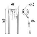 DENT DE PRESSE E 54745 JOHN DEERE PICK UP ADAPTABLE LONG.162 LARG.68 DIAM SPIRE.40 FIL.6