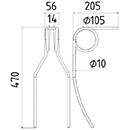 DENT DE SEMOIR 8612370900 POTTINGER LONG.470 LARG.56 DIAM SPIRE.105 FIL.10
