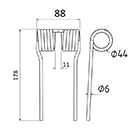 DENT DE PRESSE LCA108554 JOHN DEERE PICK UP ADAPTABLE LONG.178 LARG.88 DIAM SPIRE.44 FIL.6