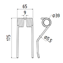 DENT DE PRESSE 7222 ROC PICK UP ADAPTABLE LONG.175 LARG.65 DIAM SPIRE.39 FIL.5,5