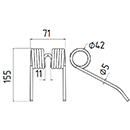 DENT DE PRESSE 84301451 NEW HOLLAND PICK UP ADAPTABLE LONG.155 LARG.71 DIAM SPIRE.42 FIL.5