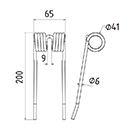 DENT DE PRESSE LA240000045 LAVERDA PICK UP ADAPTABLE LONG.200 LARG.65 DIAM SPIRE.41 FIL.6