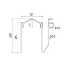 DENT DE RABATTEUR LA321023250 LAVERDA LONG.260 LARG.151 DIAM SPIRE.40 FIL.5,5