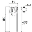 DENT DE PRESSE LA410000498 LAVERDA PICK UP ADAPTABLE LONG.185 LARG.64 DIAM SPIRE.41 FIL.5,5