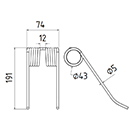 DENT DE PRESSE 84133738 NEW HOLLAND PICK UP ADAPTABLE LONG.191 LARG.74 DIAM SPIRE.43 FIL.5