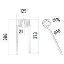 DENT FANEUR ANDAINEUR 5241240 ROZMITAL ADAPTABLE LONG.386 LARG.125 DIAM SPIRE.74 FIL.10