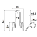 DENT RESSORT 72556594 ADAPTABLE LONG.173 LARG.86 DIAM SPIRE.41 FIL.5,5