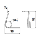 DENT RESSORT GAUCHE 74603848 ADAPTABLE LONG.95 DIAM SPIRE.42 FIL.4