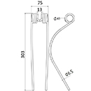 DENT DE PRESSE 133V310501 SOMECA PICK UP ADAPTABLE GW061 LONG.303 LARG.75 DIAM SPIRE.43 FIL.6,5