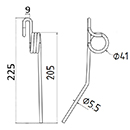 DENT DE RABATTEUR LEXION 626987 CLAAS ADAPTABLE LONG.225 DIAM SPIRE.41 FIL.5,5