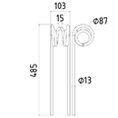 DENT NIVELEUSE 35310025 LEMKEN LONG.485 LARG.103 DIAM.SPIRE 87 FIL.13