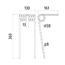 DENT DE SEMOIR 204238 AMAZONE ADAPTABLE LONG.360 LARG.130 DIAM.SPIRE 58 FIL 8