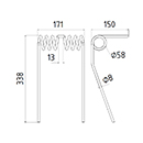 DENT DE SEMOIR 204246 AMAZONE ADAPTABLE LONG.338 LARG.171 DIAM.SPIRE 58 FIL 8