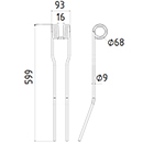 DENT FANEUR ANDAINEUR 16644863.86 KUBOTA ADAPTABLE LONG.599 LARG.93 DIAM SPIRE.68 FIL.9