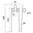 DENT FANEUR AF101FT4120 JOHN DEERE ANDAINEUR ADAPTABLE LONG.249 LARG.85 DIAM SPIRE.37 FIL.6