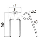 DENT DE PRESSE 9384380 KRONE PICK UP ADAPTABLE LONG.160 LARG.73 DIAM SPIRE.42 FIL.6