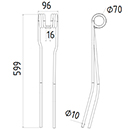 DENT FANEUR 16642899.88 KVERNELAND ANDAINEUR ADAPTABLE LONG.599 LARG.96 DIAM SPIRE.70 FIL.10