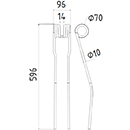 DENT FANEUR 16644864.86 KUBOTA ANDAINEUR ADAPTABLE LONG.596 LARG.96 DIAM SPIRE.70 FIL.10