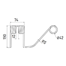 DENT DE PRESSE 87394243 NEW HOLLAND PICK UP ADAPTABLE LONG.190 LARG.74 DIAM SPIRE.42 FIL.5