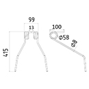 DENT DE HERSE ETRILLE 6666611 DEVOS AGRI LONG.415 LARG.99 DIAM.SPIRE 58 FIL.8