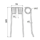 DENT DE PRESSE 788853 NEW HOLLAND PICK UP ADAPTABLE LONG.189 LARG.74 DIAM SPIRE.42 FIL.5