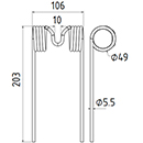 DENT DE PRESSE PICK UP ADAPTABLE LONG.203 LARG.106 DIAM SPIRE.49 FIL.5,5