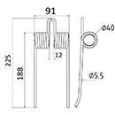 DENT DE PRESSE 707893746 HESSTON PICK UP ADAPTABLE LONG.225 LARG.91 DIAM SPIRE.40 FIL.5,5
