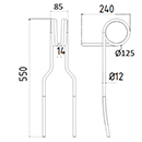 DENT NIVELEUSE 445067 VADERSTAD ADAPTABLE TRAVAIL DU SOL LONG.550 LARG.85 DIAM SPIRE.125 FIL.12