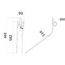 DENT DROITE FANEUR 1554320 KRONE ANDAINEUR ADAPTABLE LONG.602 LARG.93 DIAM SPIRE.60 FIL.9,5